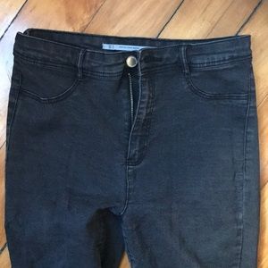 Zara high waisted faded black distressed jeans